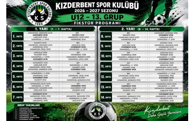 Kızderbent Spor U12 Takımının Fikstürü Belli Oldu